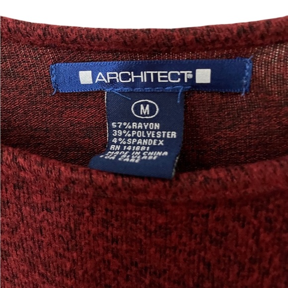 Architect Red Maroon Knotted Bottom Sweater Medium - Picture 5 of 6